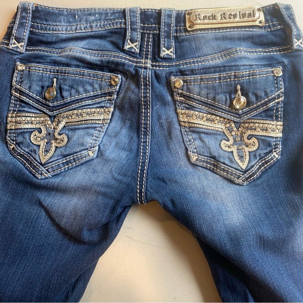 Rock Revival Skinny Jeans Women’s Size 26 Embellished Flap Pockets - Picture 8 of 12